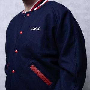 Top Tendances 100% Coton En Cuir Manches Chenille Patches Hiver Varsity Veste Broderie Logo Stand Homme Vestes Haute Toile - Product Image 2