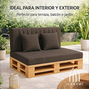 Ensemble de 4 coussins de palettes d'extérieur en tissu durable 120x80 + 120x50 cm pour canapé de jardin, 12 cm d'épaisseur, housse amovible, mobilier de patio - Product Image 2
