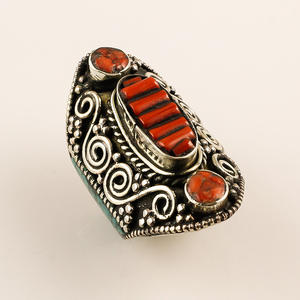 แหวนทิเบตสีเทอร์ควอยซ์ธรรมชาติเครื่องประดับทำด้วยมือผู้จำหน่ายเครื่องประดับทิเบตขายส่งจำนวนมาก - Product Image 2