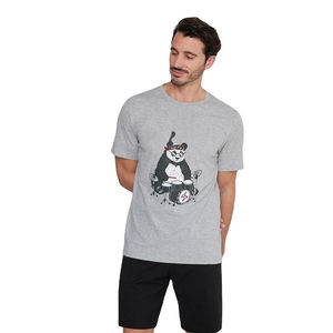 ชุดกีฬาสองชิ้นสำหรับผู้ชาย เสื้อยืดและกางเกงขาสั้นสีเทาและสีน้ำเงินสำหรับฤดูร้อน ใส่สบายในชีวิตประจำวันและออกกำลังกาย ระบายอากาศได้ดี แห้งเร็ว - Product Image 5