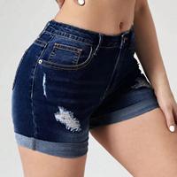 Shorts en jean pour femmes à haute élasticité, design personnalisé, coupe slim, respirant, vêtements décontractés et de loisirs