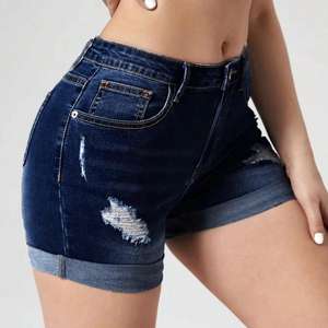 Short en jean à haute élasticité pour femmes Design personnalisé lavé coupe ajustée respirant vêtements de loisirs décontractés - Product Image 4
