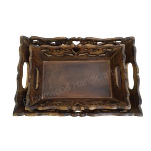 Plateau de service en forme de cœur fait à la main en bois de manguier sculpté sur mesure Technique unique pour les collations et les boissons - Product Image 6