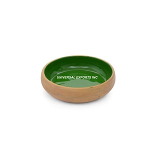 Ustensiles de cuisine de table bol à salade en bois forme ronde fait à la main doux bol classique élégant fantaisie bol de service en bois - Product Image 1