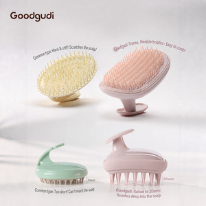 Brosse <span class=keywords><strong>de</strong></span> massage du cuir chevelu en silicone double face 2-en-1 avec poils longs et courts pour le lavage des cheveux et les soins des cheveux mouillés - Product Image 3