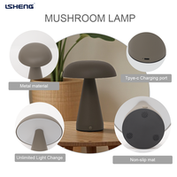 Lampe de table LED en forme de champignon rechargeable, 3 températures de couleur, intensité réglable, 1200 mAh, type C, lampe de chevet moderne et minimaliste pour chambre à coucher et bureau
