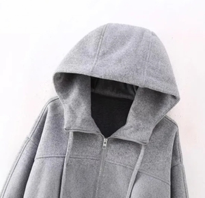 เสื้อมีฮู้ดแบบรูดซิปทำจากผ้าเฟรนช์เทอร์รี่สำหรับทุกฤดูกาล - Product Image 3