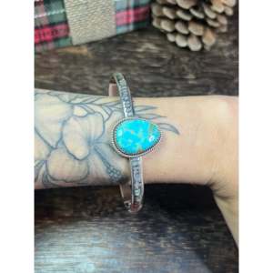 Southwest #19 Kingman Turquoise Sterling <b>Silver</b> <b>Cuff</b> <b>Bracelet</b> Made Style-Fashionable Kingman Turquoise Sterling <b>Cuff</b> <b>Bracelet</b> - Product Image 2