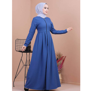 Último Diseño, Abaya de Color Sólido con Cremallera, Estilo Turco y Dubái, Vestido Musulmán Informal de Longitud Completa para Mujer, Ropa Islámica, Mangas Largas, Vestidos - Product Image 3