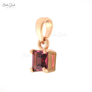 Pendentif solitaire minimaliste Pendentif en tourmaline rose naturelle en or rose 14 carats Pendentif en pierre précieuse carrée de 0.35 ct Fournisseur en gros - Product Image 3