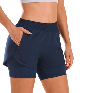 Pantalones cortos de secado rápido ligeros con estampado OEM ODM personalizados para mujer, pantalones cortos de cintura con cordón para entrenamiento y correr con logotipo personalizado - Product Image 4