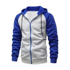 Printemps automne hommes veste à glissière polaire couleur correspondant sweats à capuche décontractés cordon poche zippée sweats hommes vêtements de sport manteaux - Product Image 1