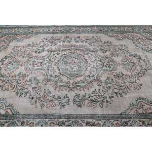 Tapis turc vintage 5,9x9,9 pieds, tapis à bordures vertes - Product Image 5