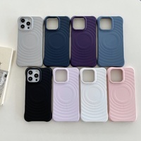 Coque de téléphone de luxe antichoc en TPU magnétique ultra-mince avec motif vague 3D en relief pour iPhone 16 Pro Max, 16 Plus, 15, 14, 13