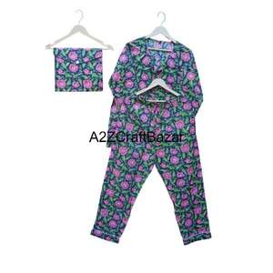 Conjunto de Pijama Estampado Floral, Camisón de Verano con Cuello Redondo Suave, Traje de Pijama para Damas de Honor, 100% Algodón Puro, Pijamas de Punto - Product Image 5