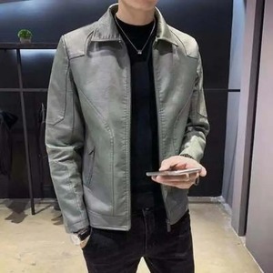 Men's New Spring Autumn Split Leather Jacket Design Slim Pocket Male Motorcycle Jacket Hot Sale Fashion Coat Canvas Fabric - Product Image 2
