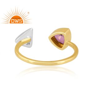 Latest Design 18K Gold Plated Natural Pink Topaz Gemstone <b>Adjustable</b> <b>Ring</b> Demi Fine Jewelry For Women Gift For Her - Product Image 4