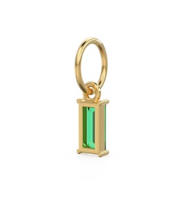 Tiny Emerald Quartz Baguette Cut <b>Pendant</b> Natural Blue Fire June <b>Birthstone</b> Men's DIY Jewelry Making Charm Wholesaler Supplier - Product Image 2