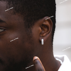 Pendientes de Plata 925 con Incrustaciones de Diamantes Moissanite Redondos, Estilo Lujoso y Elegante para Hombre - Product Image 3