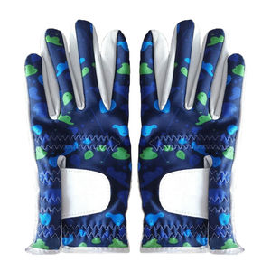 Gants de golf pour femmes à adhérence supérieure 1 pièce en cuir de mouton blanc bleu respirant PU Design antidérapant pour la main gauche pour le sport - Product Image 3