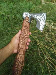 Axes en acier damas de haute qualité utilisation polyvalente différentes couleurs manche en bois prix usine design industriel le plus populaire - Product Image 3