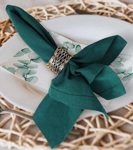 Grand décor de table classique de tous les jours fête porte-serviettes en argent sterling papier métal Design floral printemps fait cristal - Product Image 6