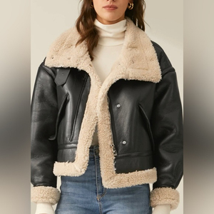 Vente en gros de vestes en cuir véritable pour femmes, 100% peau de mouton, style moto, coupe ajustée, véritable peau de mouton, veste de motard - Product Image 4