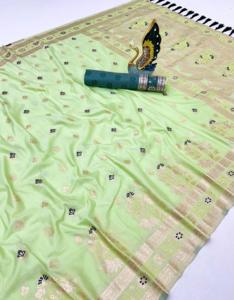 Saris de algodón de seda suave pura de primera calidad con traseros tejidos por todas partes con la colección Classic Pallu Saree - Product Image 4