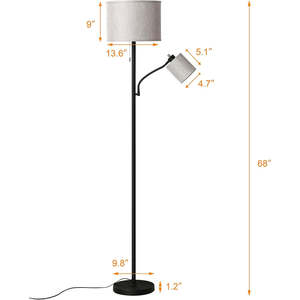 Moderna lampada da terra con paralume in tessuto a LED 1.8m per soggiorno regolabile luce di lettura Design industriale con stile scandinavo - Product Image 3