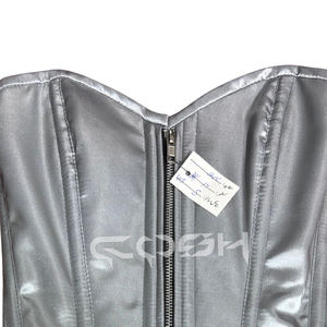 Robe Corset Amincissante Gris Argenté en Satin avec Fermeture Éclair Avant pour Femme – Bustier de Soirée – Fabricant de Corsets - Product Image 3