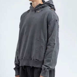 Sweat à capuche en polaire surdimensionné en coton uni épais 500GSM pour hommes, sweat à capuche court lourd du fabricant personnalisé 400 gsm Boxy français XS - Product Image 3