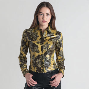 Chemise en Cuir Imprimée de Moto pour Femmes Letterman Chemises en Cuir de Sublimation Boutonnées pour Dames - Product Image 2