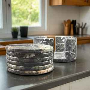 จานรองแก้วหินอีพ็อกซี่ทำด้วยมือชุดจานรองแก้วหินอ่อนอาเกตของขวัญส่วนบุคคลอินเดีย - Product Image 4