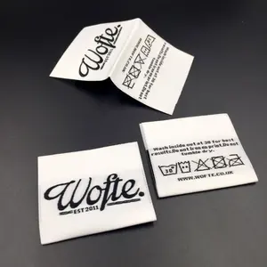 Étiquettes de vêtements en satin tissé en polyester personnalisées de haute qualité pour vêtements chaussures et sacs-fin pli couleur et logo personnalisés en gros - Product Image 1