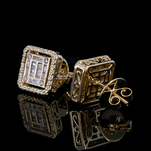Boucles d'oreilles clous uniques de forme carrée, fabriquées en argent sterling 925, serties de diamants de laboratoire VVS de 2 carats, plaquées rhodium, style hip-hop - Product Image 6