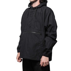 Customized Logo <b>Mens</b> Pullover Drawstring Hooded <b>Linen</b> Anorak Windproof Windbreaker <b>Jacket</b> <b>for</b> <b>Men</b> - Product Image 2