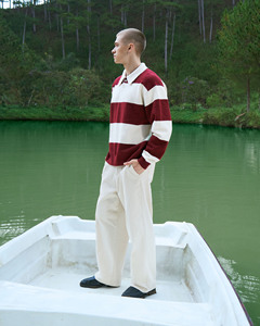T-shirt décontracté pour homme en rayonne et coton tricoté, respirant, à manches longues, coupe ample, avec logo au dos, modèle Routine VN 10F25KNI009 - Product Image 3