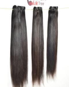Extensions de Cheveux Humains Vierges de Couleur Noire Naturelle 100% Remy en Gros Double Trame Faisceaux de Machine Temple Indien Vague Naturelle - Product Image 1