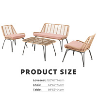 Canapé en osier de rotin extérieur de haute qualité chaises Table basse longue ensemble cour jardin piscine parc