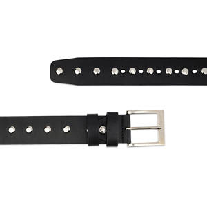 เข็มขัดหนังปักหมุดสำหรับผู้ชายประดับพลอยเทียมพร้อมหัวเข็มขัดอัลลอย - Product Image 6