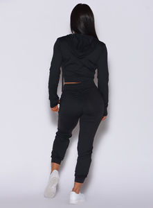 Vente en gros de pantalons de jogging noirs personnalisés pour femmes en polaire éponge pantalons et pantalons pour femmes - Product Image 6