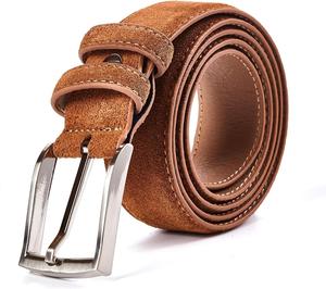 Cinturón de cuero completo de ante para hombre Opciones de varios estilos Vestido informal Cinturón de cuero 1.38in (35mm) Cinturón de ante ancho Accesorios para hombres - Product Image 5