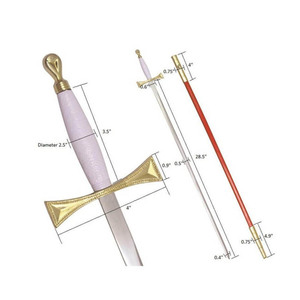 Espada de Oficial Masónico HAND MARICLES HM-19, Hoja de Acero de Damasco Grabada, Borde Dentado, Regalia Masónica Templaria, Calidad Premium - Product Image 3