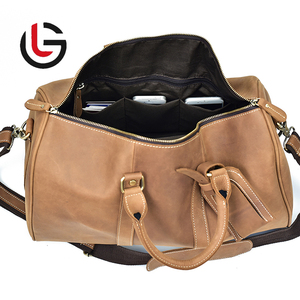 Sac de transport en cuir véritable brun clair résistant à l'eau résistant à l'eau de grande capacité - Product Image 5
