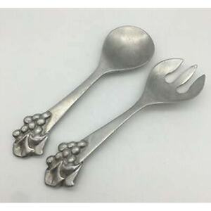 Handmade Twisted Design Handle Silver Matte Polished Designer Salad Serving Spoon & Fork Set for Wedding <b>kitchen</b> <b>accessories</b> - Product Image 4