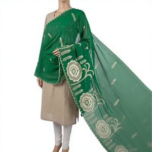 Nouveau Châle Long Floral en Mousseline Africaine pour Femme, avec Strass, Respirant, Grand Hijab, Doux, Durable, Vente en Gros (12 pièces), Style Ethnique, Idéal pour l'Été - Product Image 4