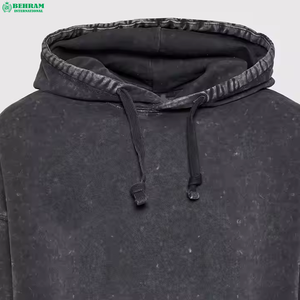 Sweat à capuche en molleton délavé à l'acide personnalisé de haute qualité pour homme, 430 GSM, épais, épaules tombantes, 100 % coton, hiver - Product Image 4