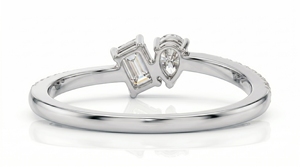 Anillo de lujo con diamantes de corte pera y corte esmeralda para mujer, diamantes cultivados en laboratorio - Product Image 4