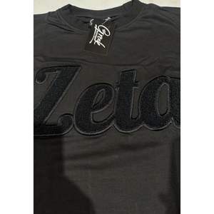 Solid Zeta Chenille Tee Blue with Embroidered Letters Sorority Apparel Cotton Collegiate Greek Life <b>Women</b> Embroidered T Shirt - Product Image 4