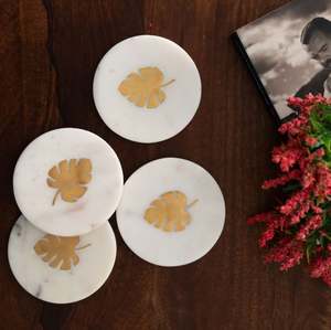 Ensemble de dessous-de-verre en marbre de pierre naturelle élégant, dessous-de-verre décoratifs pour boissons pour la maison, l'hôtel, le restaurant, vente en gros - Product Image 1